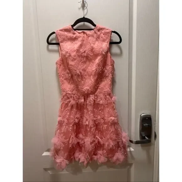 HELSI Pink 3D Floral Appliqué Mini Dress Wedding Guest Party Size XS Preloved - Picture 2 of 6